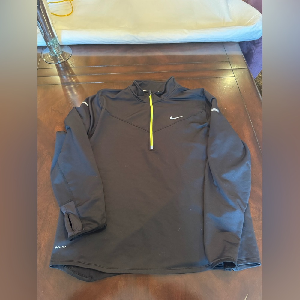 Nike Men’s Black Performance 1/4 Zip Jacket with Yellow Trim